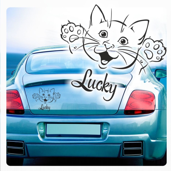 Autoaufkleber Name Katze Kätzchen Kitty Baby Pfoten Sticker Aufkleber Auto A607