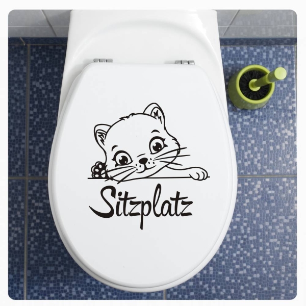 Sitzplatz WC Deckel Katze Aufkleber Wandtattoo Bad Toilettendeckel Klo TDA040