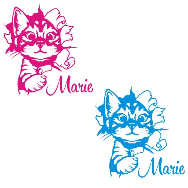 Mädchen Name Katze Tür Aufkleber Wandtattoo Türaufkleber Kätzchen Sticker T314