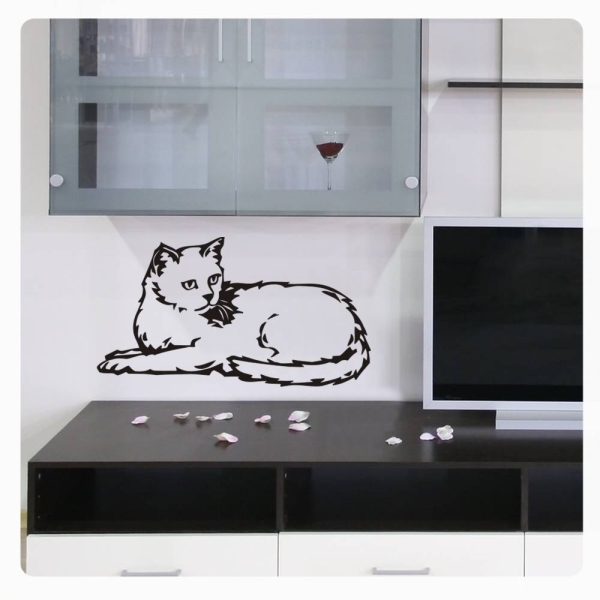 Katze Kätzchen Kitty Cat Wandtattoo Wandaufkleber W1002