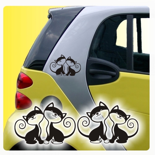 2er SET Katzenliebe Katzen Autoaufkleber Aufkleber Sticker A721