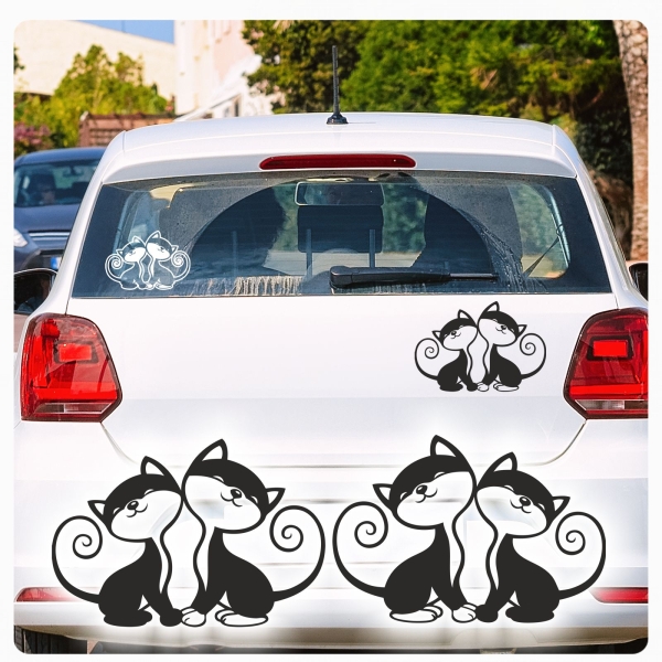 2er SET Katzenliebe Katzen Autoaufkleber Aufkleber Sticker A721