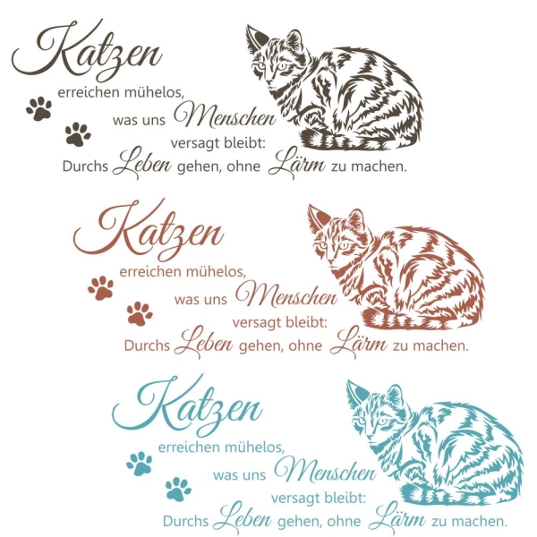 Katzen Wandtattoo Zitat Wandaufkleber Kätzchen Pfoten W1766