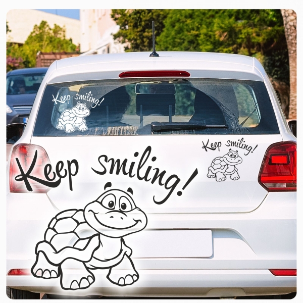Autoaufkleber Turtle Schildkröte Keep smiling! Aufkleber Sticker A1178
