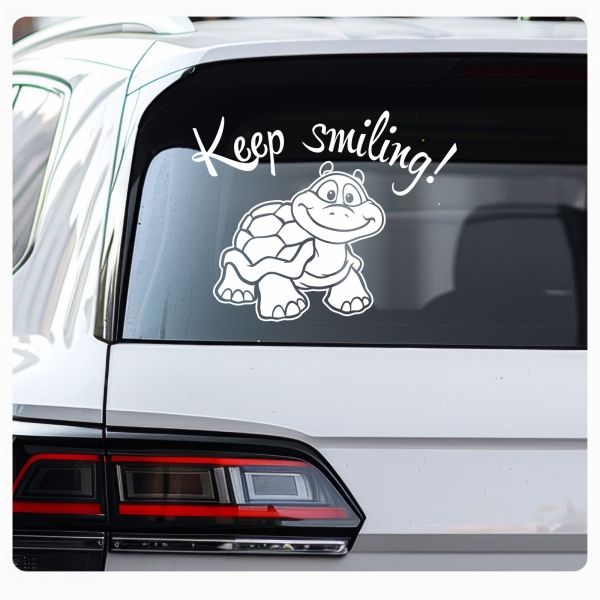 Autoaufkleber Turtle Schildkröte Keep smiling! Aufkleber Sticker A1178