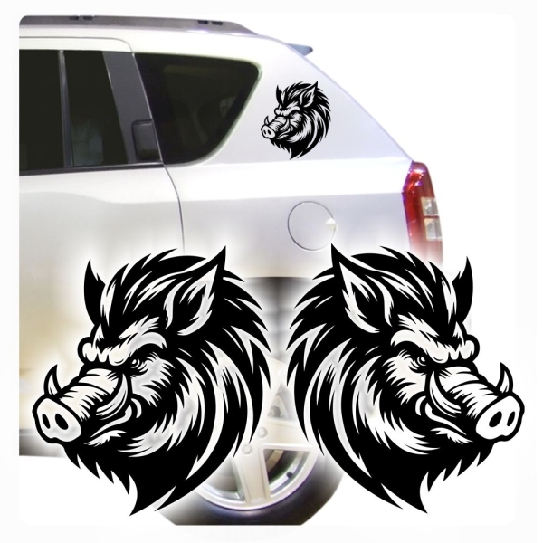 Keiler Wildschwein Wildsau Auto Aufkleber Autoaufkleber Sticker 2er Set A4233