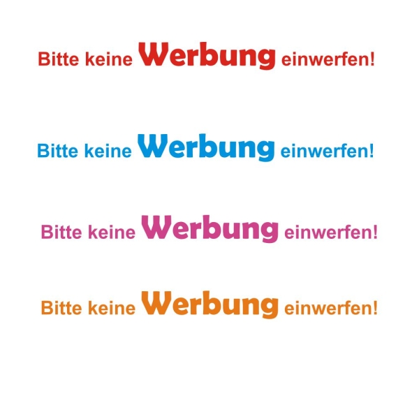 Briefkasten Aufkleber Bitte keine Werbung einwerfen! B013