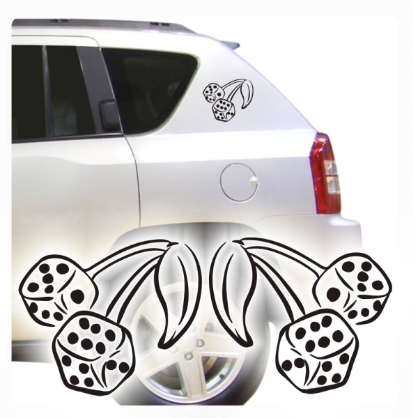 Rockabilly Kirschen Würfel Dice Auto Aufkleber Sticker Autoaufkleber A2029