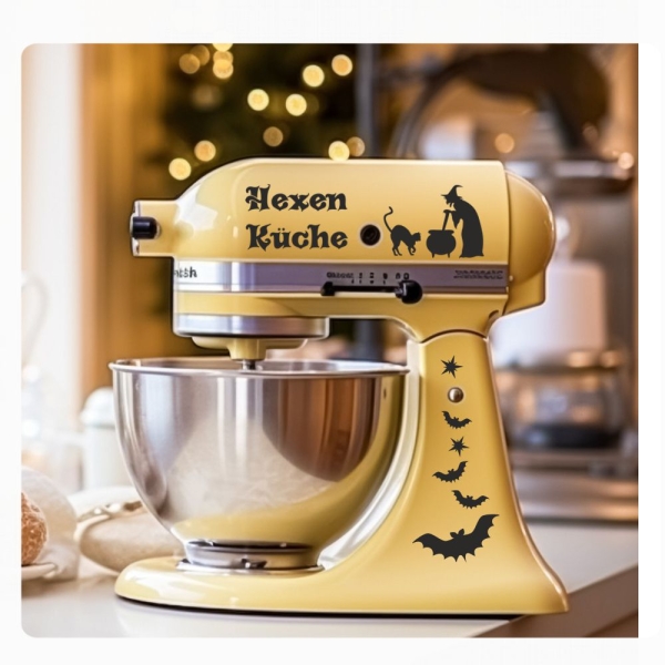 Aufkleber Sticker SET für Kitchen Aid Kitchenaid Hexen Küche Hexe Katze FledermausTattoo KAA004