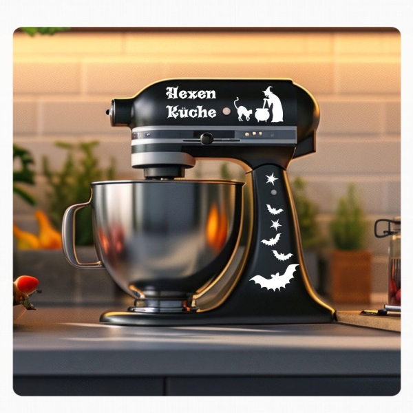 Aufkleber Sticker SET für Kitchen Aid Kitchenaid Hexen Küche Hexe Katze FledermausTattoo KAA004