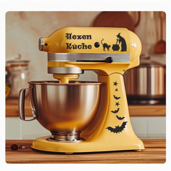 Aufkleber Sticker SET für Kitchen Aid Kitchenaid Hexen Küche Hexe Katze FledermausTattoo KAA004