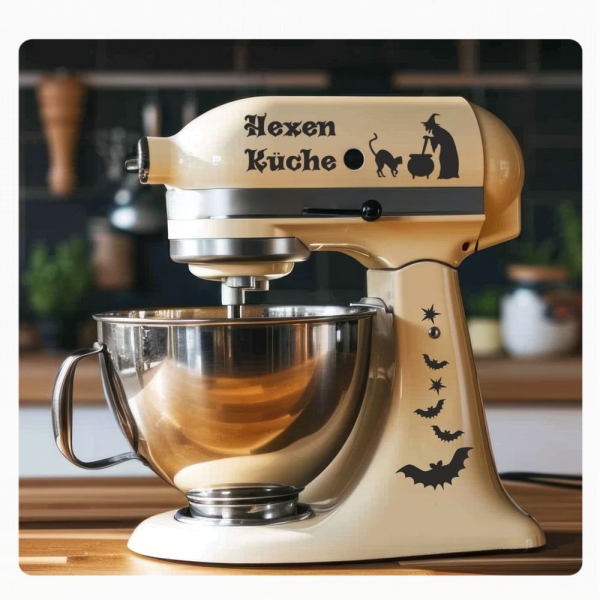 Aufkleber Sticker SET für Kitchen Aid Kitchenaid Hexen Küche Hexe Katze FledermausTattoo KAA004