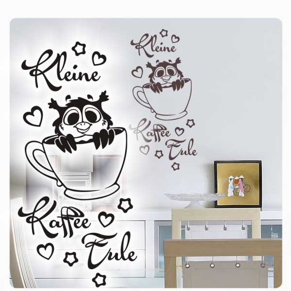 Kleine Kaffee Eule Wandtattoo Coffee Wandaufkleber Küche Wandsticker UHU W510