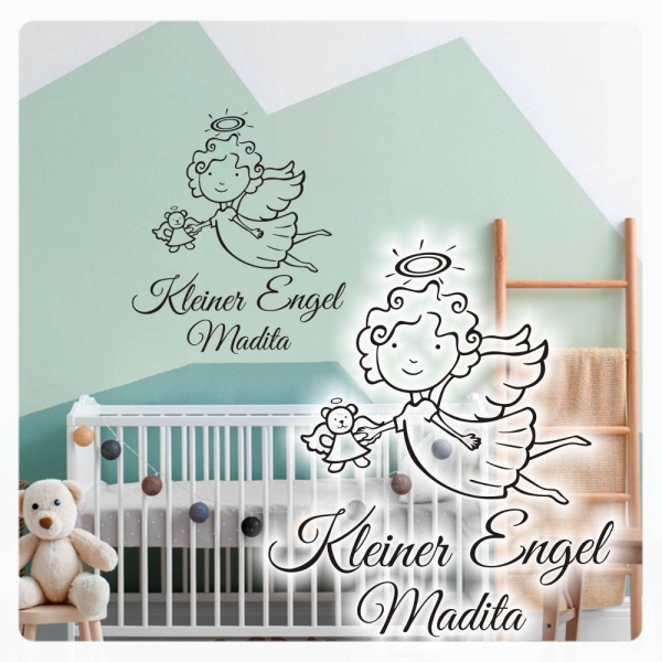 Kleiner Engel Name Wandtattoo Wandaufkleber Kinderzimmer W978