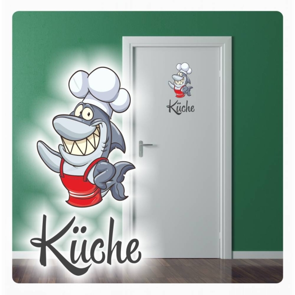 Türtattoo Hai Koch Digitaldruck Türaufkleber Essen Küche DT091
