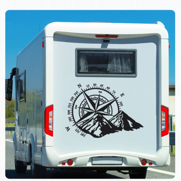 Wohnmobil Aufkleber Aufkleber Kompass Rose  Berge Caravan Sticker WoMo115