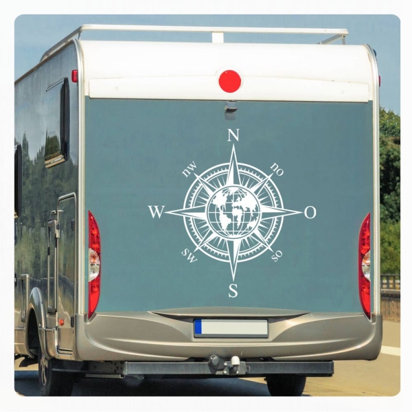 Kompass Rose Weltkugel Erde Compass Wohnmobil Aufkleber Wohnwagen Caravan Wohnwagen Sticker WoMo431