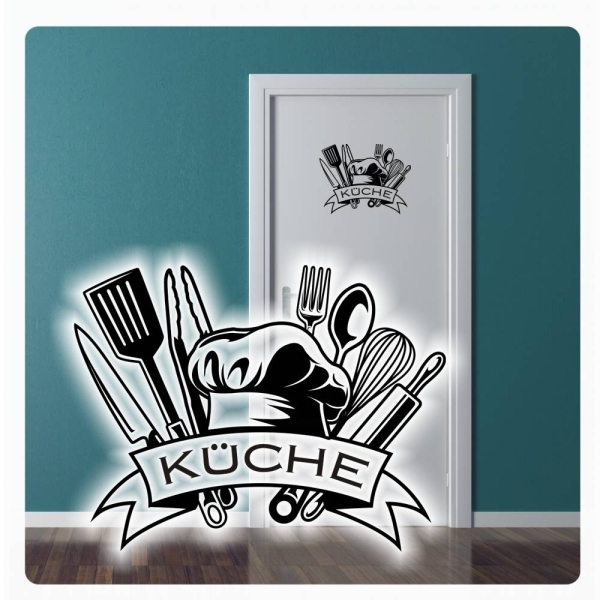 Küche Kochutensilien Türaufkleber Sticker Wandtattoo Türtattoo T819