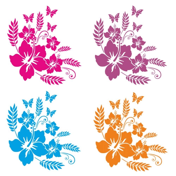Hibiskus Blumen Kühlschrankaufkleber  Aufkleber Sticker Dekor Aufkleber K002