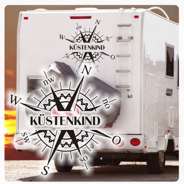 Kompass Rose Compass Küstenkind Wohnmobil Aufkleber Wohnwagen Caravan Wohnwagen Sticker WoMo178