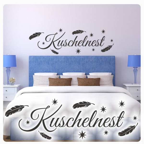 Kuschelnest Federn Sterne Wandtattoo Gute Nacht W1812