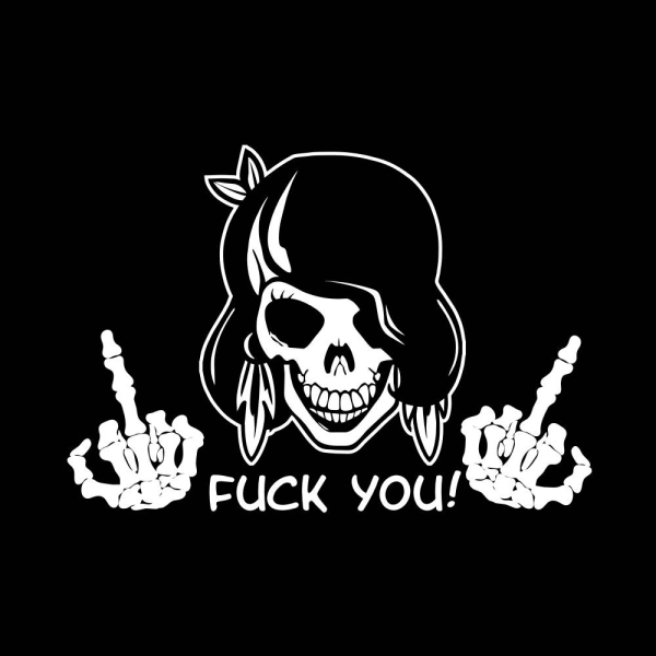 Autoaufkleber Lady Skull Totenkopf Stinkefinger Fuck You! Heckscheibenaufkleber A759