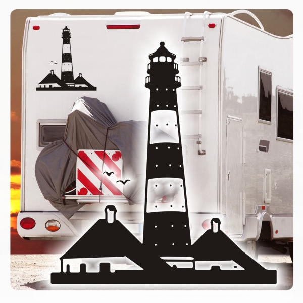 Leuchtturm Westerhever Wohnmobil Aufkleber WoMo Caravan Aufkleber Sticker WoMo223