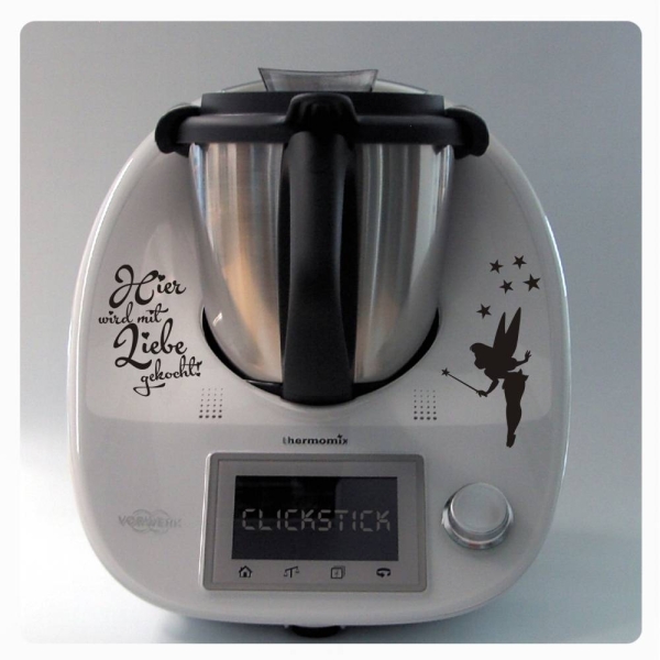 Hier wird mit Liebe gekocht! Elfe Fee Aufkleber Sticker f. Thermomix TM5 6 TH966