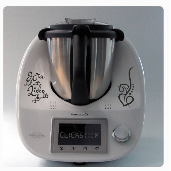 Hier wird mit Liebe gekocht! Herz Ranke Aufkleber Sticker f. Thermomix TM5 TH905