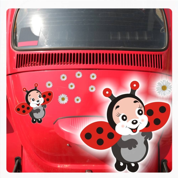 Autoaufkleber Marienkäfer Käfer Blumen Ladybug Auto Aufkleber Sticker DA1009