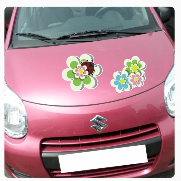 Marienkäfer Blumen Ladybug Auto Aufkleber Sticker Digitaldruck DA070