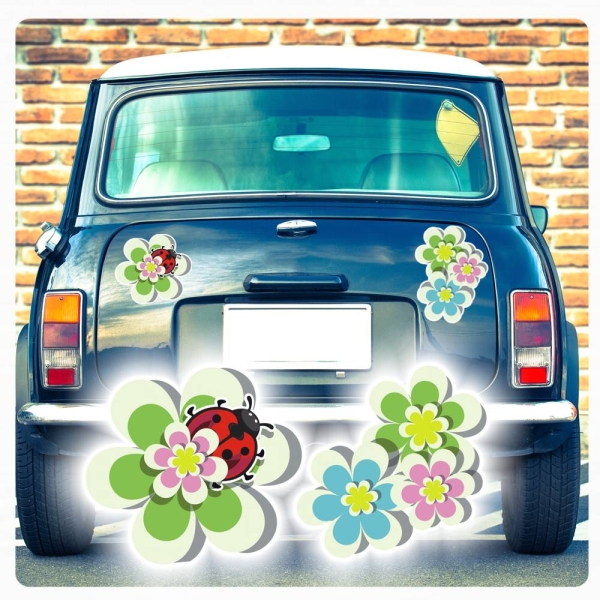 Marienkäfer Blumen Ladybug Auto Aufkleber Sticker Digitaldruck DA070