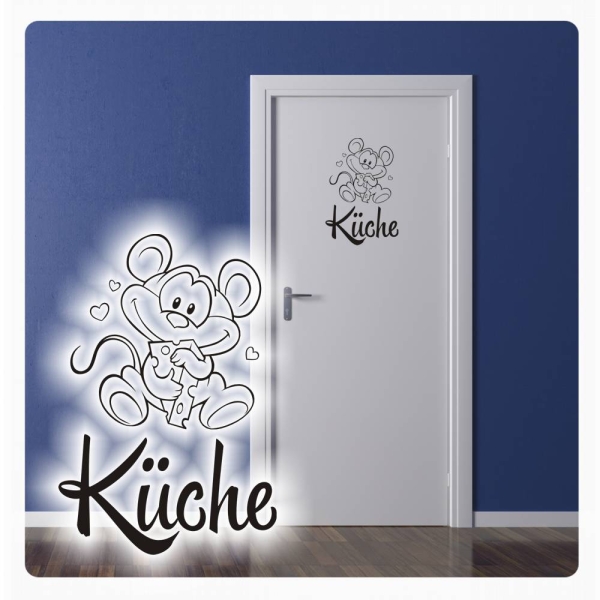 Türaufkleber Küche Kochen Maus Käse Aufkleber Sticker T100