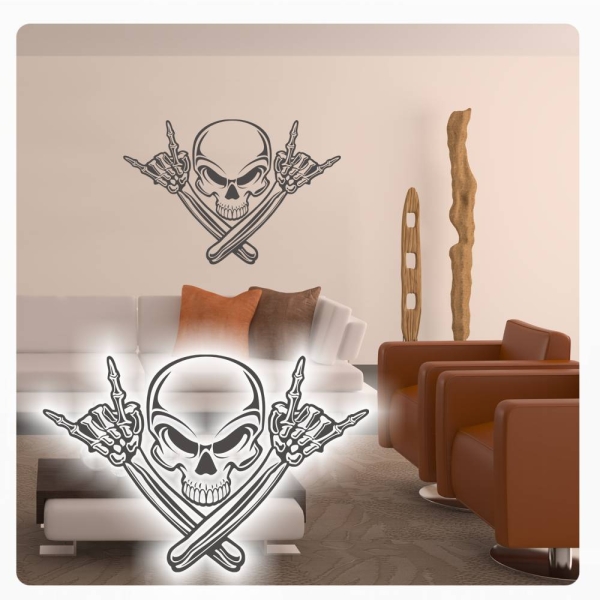 Skull Metal Hands Bones Rock´n´Roll Wandtattoo Walltattoo Wandaufkleber W227