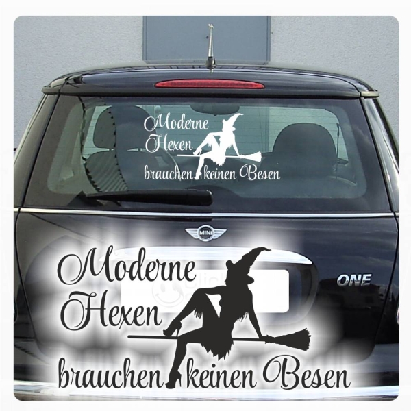 Moderne Hexen Autoaufkleber Aufkleber Hexe Sticker Witch Besen Katze A1902