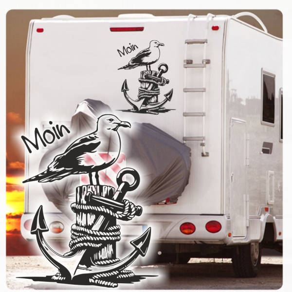 Wohnmobil Aufkleber Möwe Anker Tau Meer Moin Caravan Sticker WoMo459