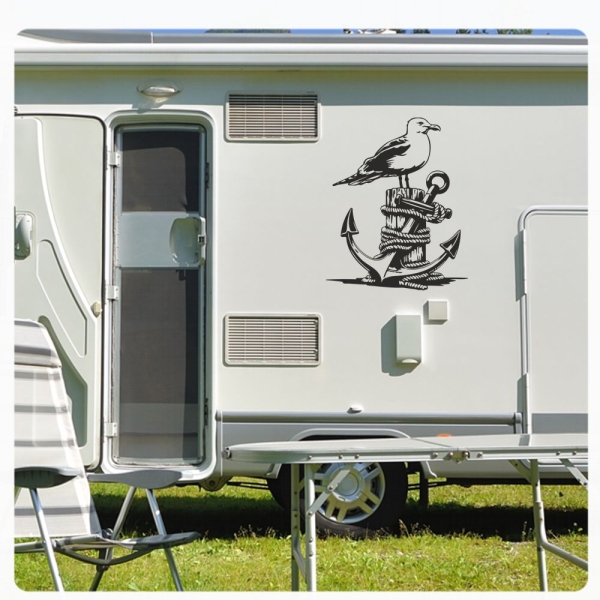 Wohnmobil Aufkleber Möwe Anker Tau Meer Caravan Sticker WoMo460