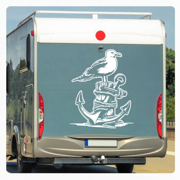 Wohnmobil Aufkleber Möwe Anker Tau Meer Caravan Sticker WoMo460