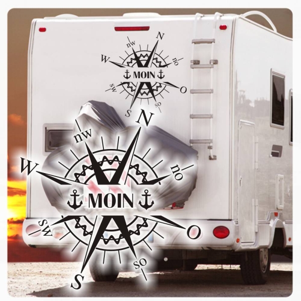 Kompass Rose Compass Moin Anker Wohnmobil Aufkleber Wohnwagen Caravan Wohnwagen Sticker WoMo170