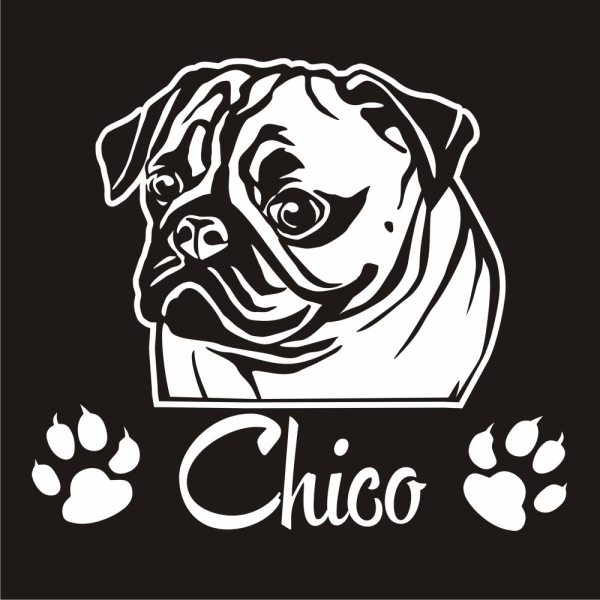 Hundeaufkleber Mops Pug Name Autoaufkleber  Auto Aufkleber Sticker A337