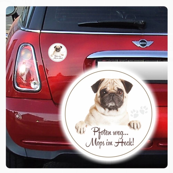 Autoaufkleber Mops Auto Aufkleber Pug Hund Pfoten Sticker Digitaldruck DA379