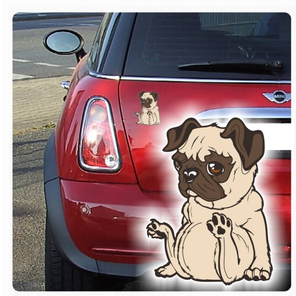 Mops Pug Auto Aufkleber Autoaufkleber Hundesticker Hundeaufkleber Tattoo DA2022