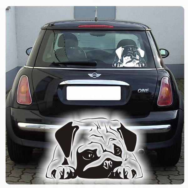 Mops Auto Aufkleber Autoaufkleber Sticker Hund Pug A172