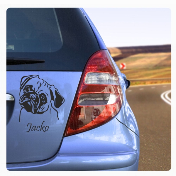 Mops Name Auto Aufkleber Autoaufkleber Sticker Pug A1708