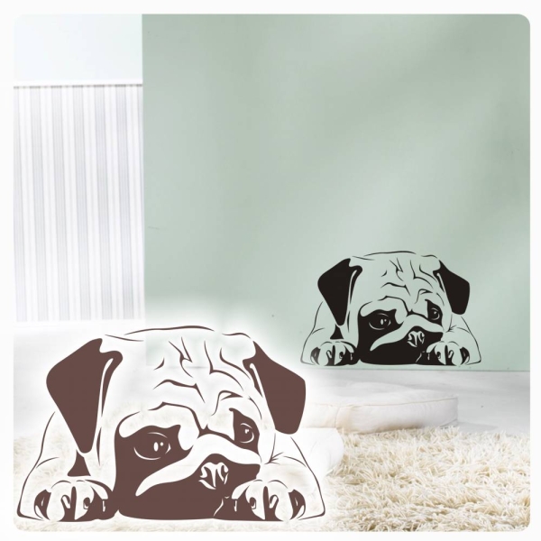 Wandtattoo Mops Hund Wandaufkleber Wohnzimmer Bad Sticker Türaufkleber W275