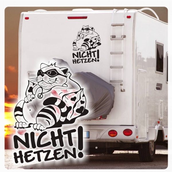 Nicht Hetzen! Chillkatze Katze Peace Wohnmobil Aufkleber Wohnwagen Sticker WoMo276