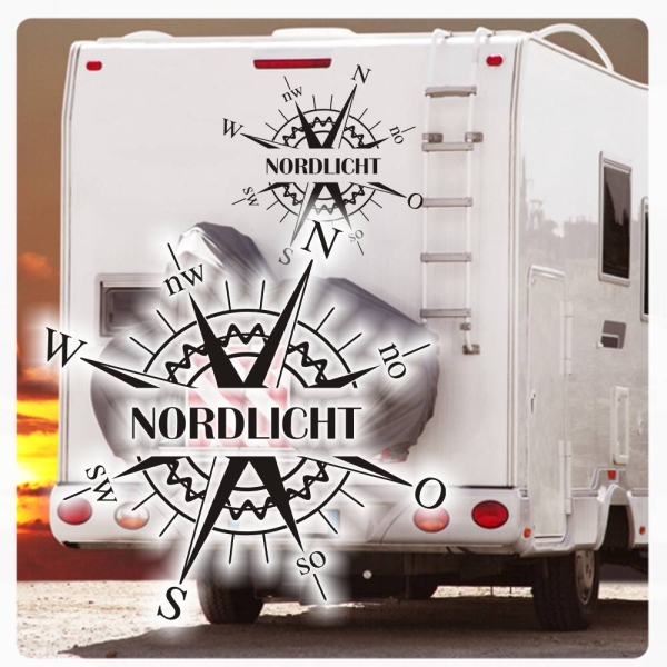 Kompass Rose Compass Nordlicht Wohnmobil Aufkleber Wohnwagen Caravan Wohnwagen Sticker WoMo174