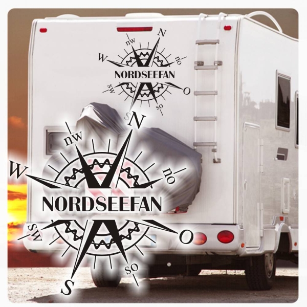 Kompass Rose Compass Nordseefan Wohnmobil Aufkleber Wohnwagen Caravan Wohnwagen Sticker WoMo176