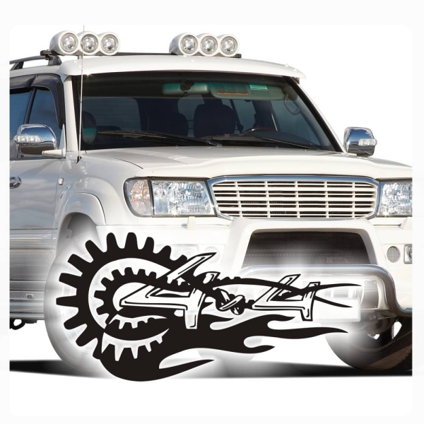 Autoaufkleber Offroad Zahnrad Flames 4x4  Allrad Auto Aufkleber A570