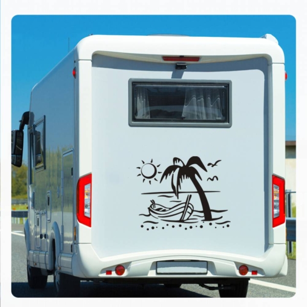 Wohnmobil Aufkleber Urlaub Strand Boot Sonne Chillen WoMo Caravan Aufkleber Sticker WoMo132